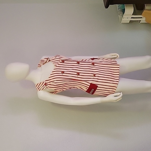 VTG ACACIA Candy Stripe Double Breasted Sleeveless Doll Top - Picture 2 of 12